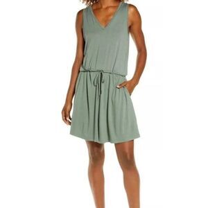 NWT Sweaty Betty Take It Easy Dress Sz L V-neck Athlesiure Drawstring Waist